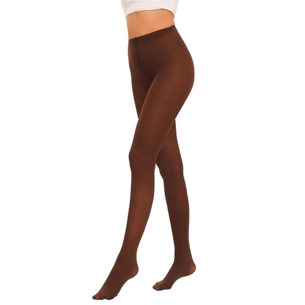 Luxdovi Women Ultra Soft Denier Silky Tights Semi Opaque Pantyhose Footed Brown